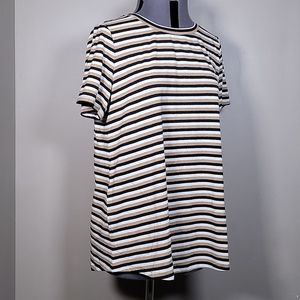 NWOT LOGO by Lori Goldstein Metallic Stripe Knit Top Sz L